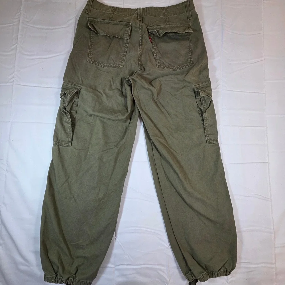 Levis 94 Baggy Cargo Pants Olive Green W30 L30 Utility Drawstring Hem